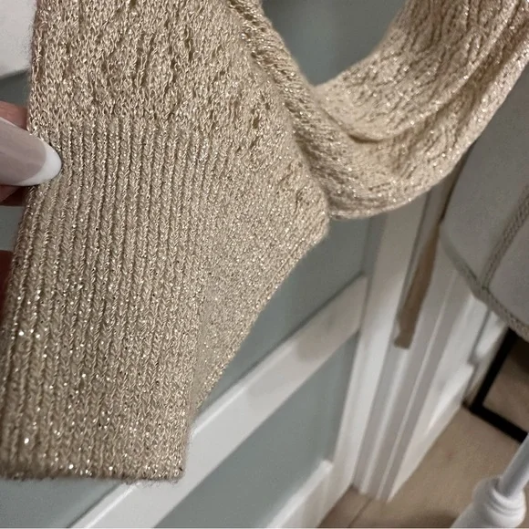L'Academie Laurel Wrap Beige Sparkle Knit Wrap Top SZ XS Feminine Coquette READ - Picture 3 of 10